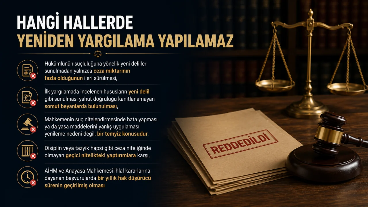hangi durumlarda yeniden yargılama yapılamaz